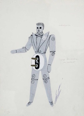 Эрте (Тыртов Роман Петрович). Лот из двух эскизов костюмов «Жених и невеста 3000» для кабаре Les Folies Pigalle